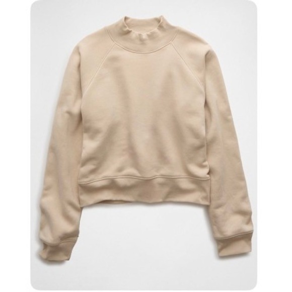 aerie Tops - Aerie Cream Mock Neck Sweatshirt XL Raglan Sleeve Pullover NWOT